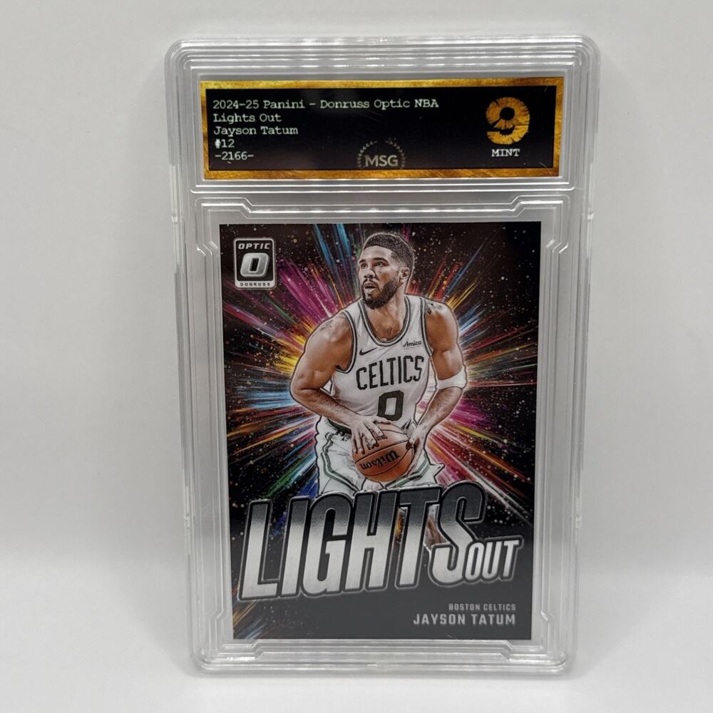 2024-2025 Optic Lights Out Jayson Tatum Boston Celtics Graded 9 Mint NBA